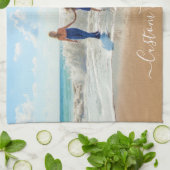 Gepersonaliseerde Aangepaste Foto en Tekst Keuken Theedoek (Gevouwen)
