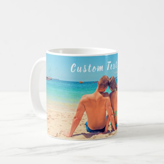 Gepersonaliseerde Aangepaste Foto en Tekst Koffie Koffiemok (Voorkant links)