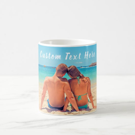Gepersonaliseerde Aangepaste Foto en Tekst Koffie  Koffiemok (Center)