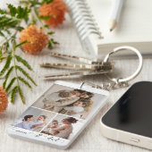 Gepersonaliseerde aangepaste foto- en tekstfotocol sleutelhanger (Voorkant Rechts)