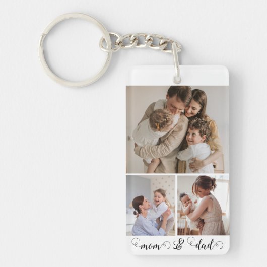 Gepersonaliseerde aangepaste foto- en tekstfotocol sleutelhanger (Voorkant)