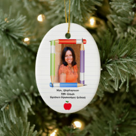 Gepersonaliseerde aangepaste foto leraar school keramisch ornament
