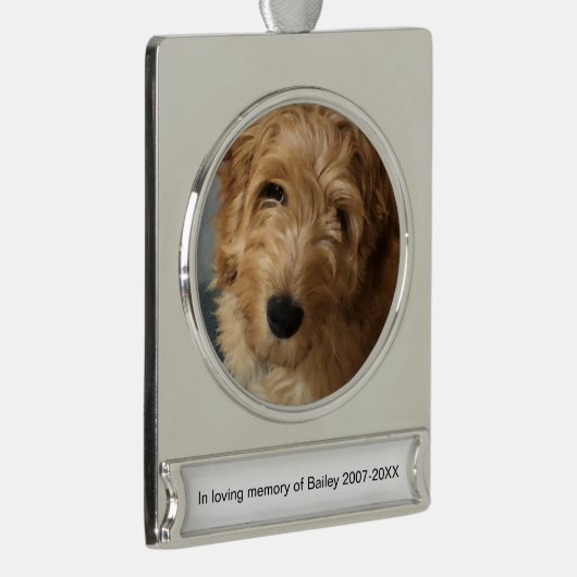 Gepersonaliseerde aangepaste foto-naam en tekst vo verzilverd banner ornament (Rechts)