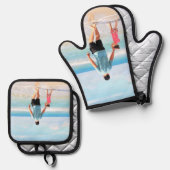 Gepersonaliseerde aangepaste foto ontwerp uw eigen ovenwant & pannenlap set (Voorkant / Achterkant)