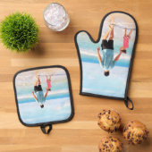 Gepersonaliseerde aangepaste foto ontwerp uw eigen ovenwant & pannenlap set (Top down)