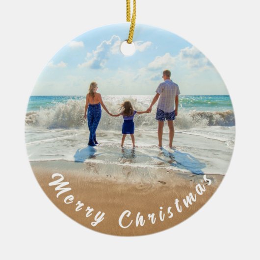 Gepersonaliseerde Aangepaste Foto Uw Kerstversieri Keramisch Ornament (Voorkant)