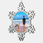 Gepersonaliseerde Aangepaste Foto Uw Kerstversieri Tin Sneeuwvlok Ornament (Rechts)