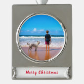 Gepersonaliseerde Aangepaste Foto Uw Kerstversieri Verzilverd Banner Ornament (Voorkant)