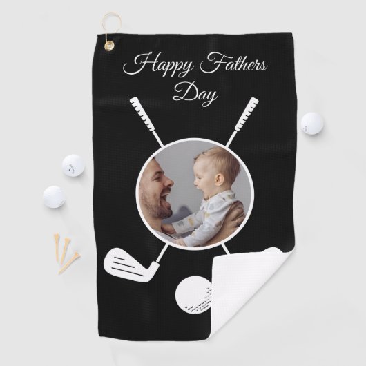Gepersonaliseerde aangepaste foto vaders dag golfhanddoek (Insitu)