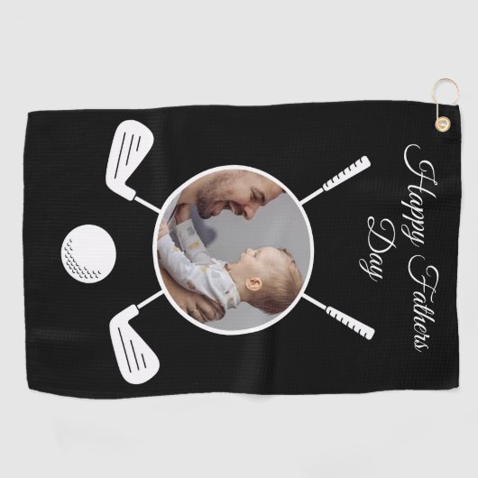 Gepersonaliseerde aangepaste foto vaders dag golfhanddoek (Horizontaal)