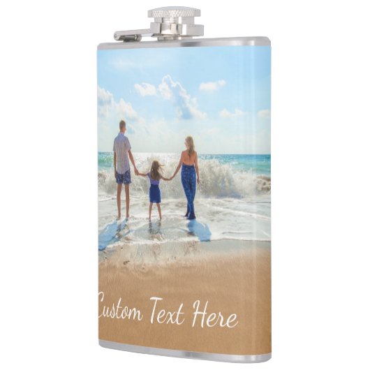 Gepersonaliseerde aangepaste fotokolf met tekst heupfles (Links)