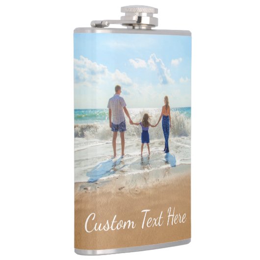 Gepersonaliseerde aangepaste fotokolf met tekst heupfles (Rechts)