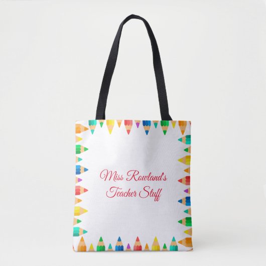 GEPERSONALISEERDE AANGEPASTE GEKLEURDE POTLODEN LE TOTE BAG (Voorkant)