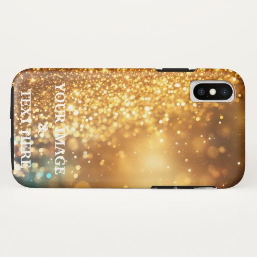 Gepersonaliseerde aangepaste gouden glitter uw eig Case-Mate iPhone case (Achterkant (horizontaal))