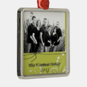 Gepersonaliseerde Aangepaste Groene Bloemen FOTO O Metalen Ornament (Rechts)