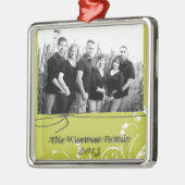 Gepersonaliseerde Aangepaste Groene Bloemen FOTO O Metalen Ornament (Links)