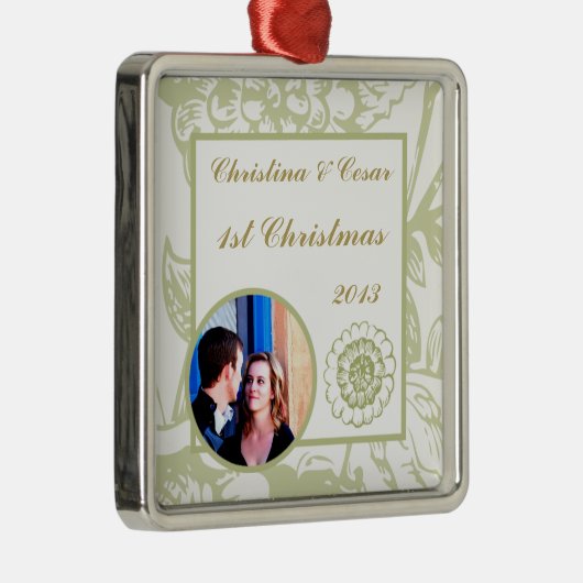 Gepersonaliseerde aangepaste groene Gerbera Daisy  Metalen Ornament (Rechts)