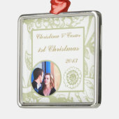 Gepersonaliseerde aangepaste groene Gerbera Daisy  Metalen Ornament (Links)