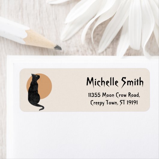 Gepersonaliseerde aangepaste Halloween kat met maa Etiket (Insitu)