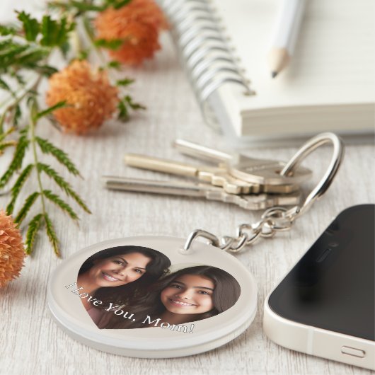 Gepersonaliseerde aangepaste hartfoto Naam toevoeg Sleutelhanger (Voorkant Rechts)