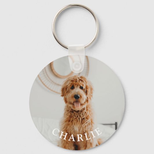Gepersonaliseerde aangepaste hond huisdier foto aa sleutelhanger (Voorkant)