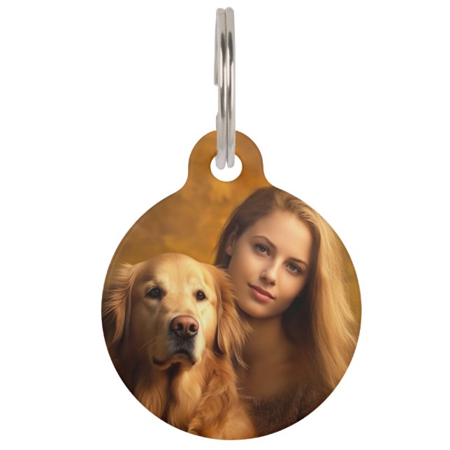 Gepersonaliseerde aangepaste hond kat foto en teks huisdierpenning (Voorkant)