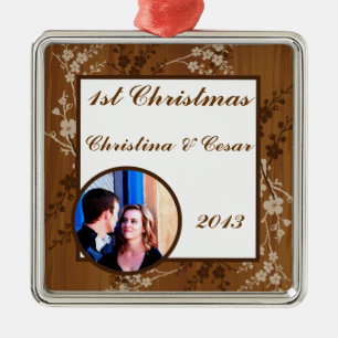 Gepersonaliseerde aangepaste houten plank bloemenb metalen ornament