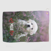 Gepersonaliseerde Aangepaste Huisdier Foto en Naam Golfhanddoek (Horizontaal)