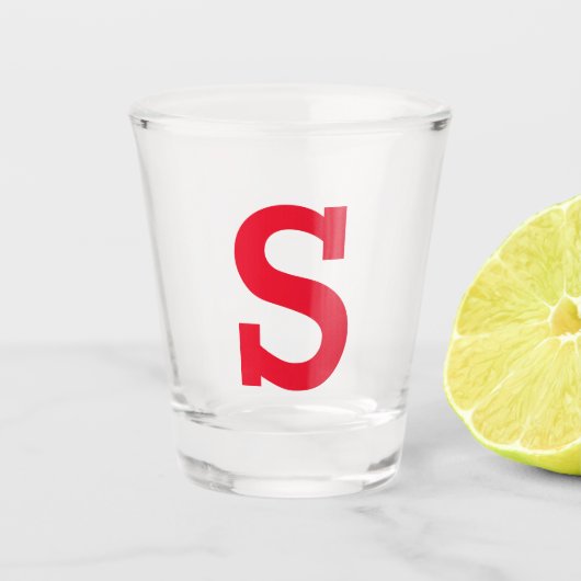 Gepersonaliseerde aangepaste Initiaal letter rood Shot Glas (Voorkant)