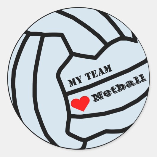 Gepersonaliseerde aangepaste kleur Love Netball Te Ronde Sticker (Voorkant)