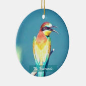 Gepersonaliseerde aangepaste kleurrijke vogelfoto keramisch ornament (Rechts)