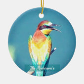 Gepersonaliseerde aangepaste kleurrijke vogelfoto keramisch ornament (Voorkant)