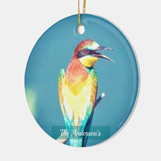 Gepersonaliseerde aangepaste kleurrijke vogelfoto keramisch ornament (Links)