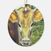 Gepersonaliseerde aangepaste Koe foto Keramisch Ornament (Links)