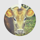 Gepersonaliseerde aangepaste Koe foto Ornament (voorkant)