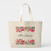 Gepersonaliseerde aangepaste leraar cadeau Flora Grote Tote Bag (Achterkant)