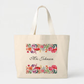 Gepersonaliseerde aangepaste leraar cadeau Flora Grote Tote Bag (Voorkant)