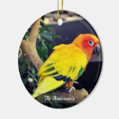 Gepersonaliseerde aangepaste Lovebird foto Keramisch Ornament (Links)