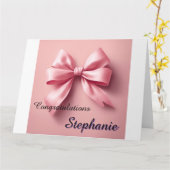 Gepersonaliseerde aangepaste meisje boog gefelicit kaart (Gele Bloem)