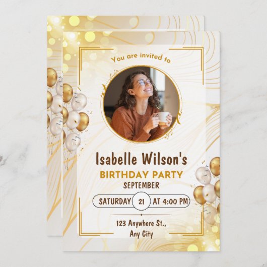 Gepersonaliseerde Aangepaste Moderne Elegante Fees Kaart (Voorkant / Achterkant)