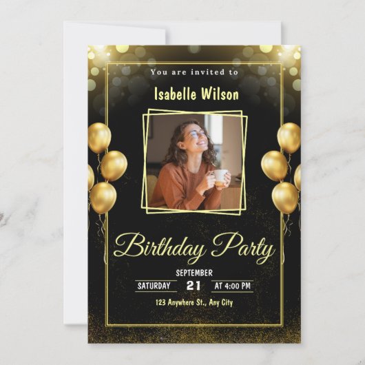 Gepersonaliseerde Aangepaste Moderne Elegante Fees Kaart (Voorkant)