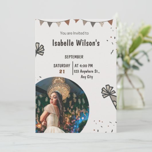 Gepersonaliseerde Aangepaste Moderne Elegante Fees Kaart (Staand voorkant)