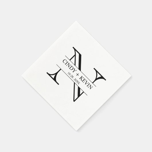 Gepersonaliseerde Aangepaste Monogram Bruiloftspap Servet (Hoek)