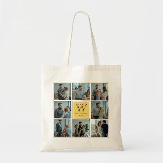 Gepersonaliseerde Aangepaste Monogram Familie Foto Tote Bag (Voorkant)