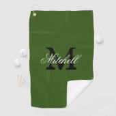 Gepersonaliseerde aangepaste monogram groene golfh golfhanddoek (Insitu)