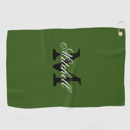 Gepersonaliseerde aangepaste monogram groene golfh golfhanddoek (Horizontaal)