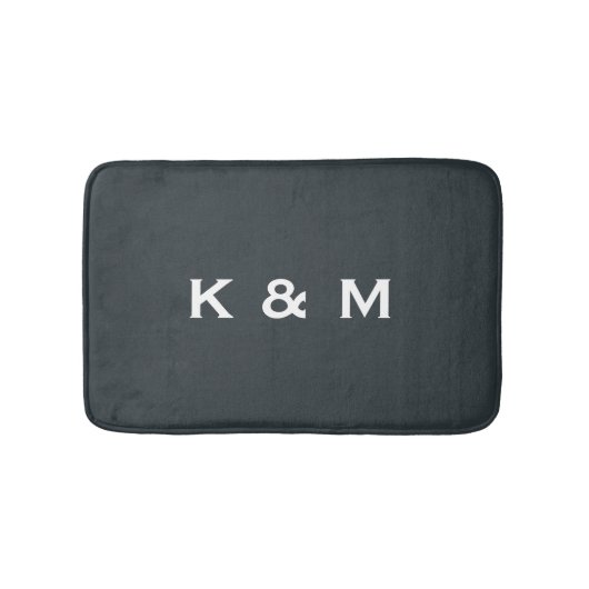 Gepersonaliseerde aangepaste monogrammed Gunmetal Badmat (Voorkant)