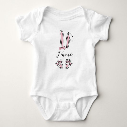 Gepersonaliseerde aangepaste naam Bunny Monogram B Romper (Voorkant)