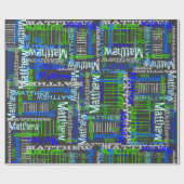 Gepersonaliseerde aangepaste naam Collage Blauw Ve Cadeaupapier (Vlak)