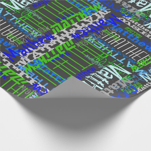 Gepersonaliseerde aangepaste naam Collage Blauw Ve Cadeaupapier (Hoek)